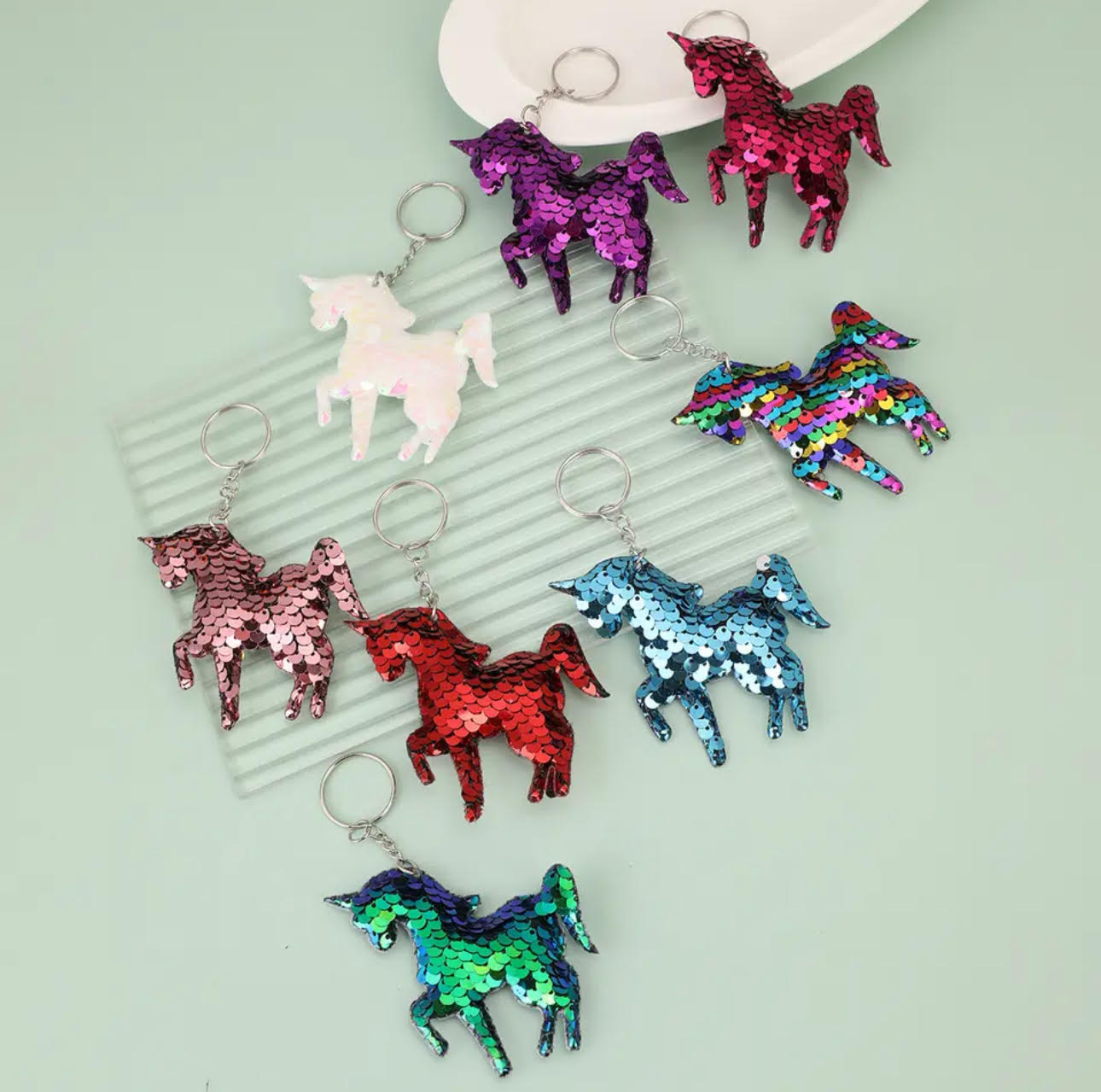 Sequin Unicorn Keychain
