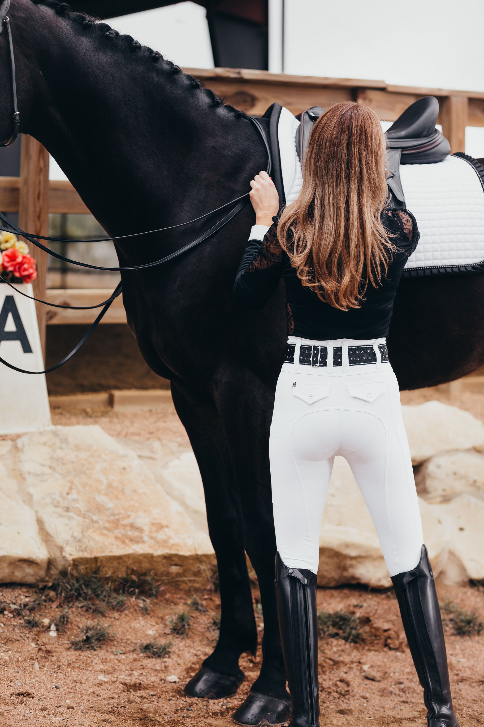 Canter Culture's white competition breeches are the most comfortable to show in.