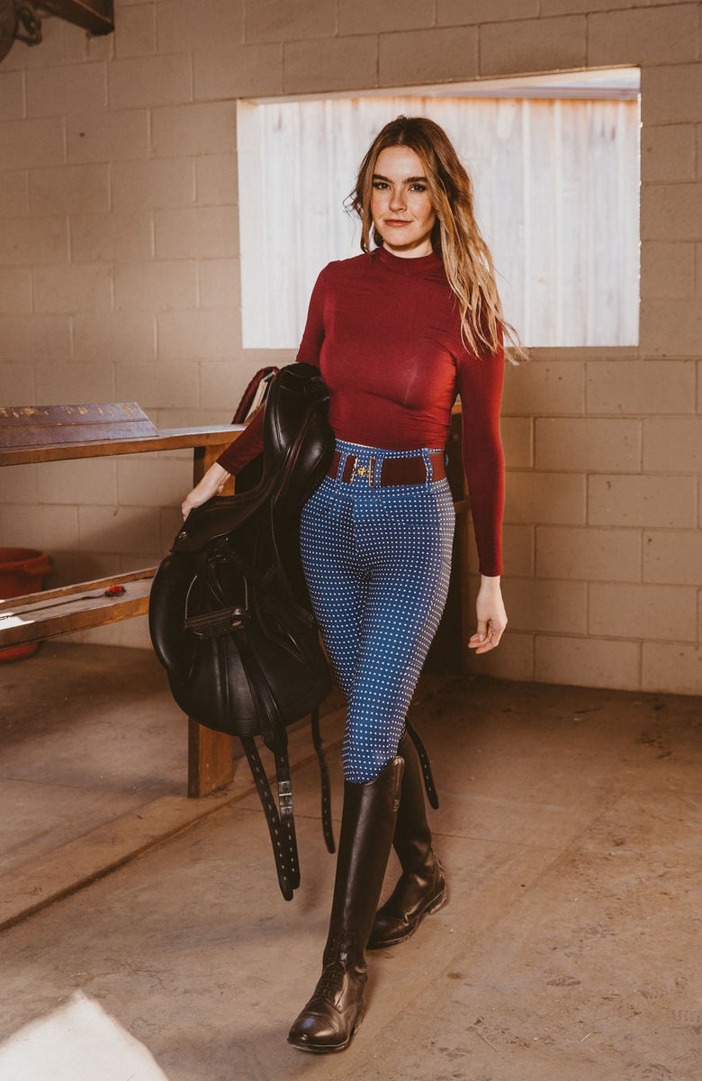 Athletic Breech Blue & White Dots Canter Culture Riding Apparel