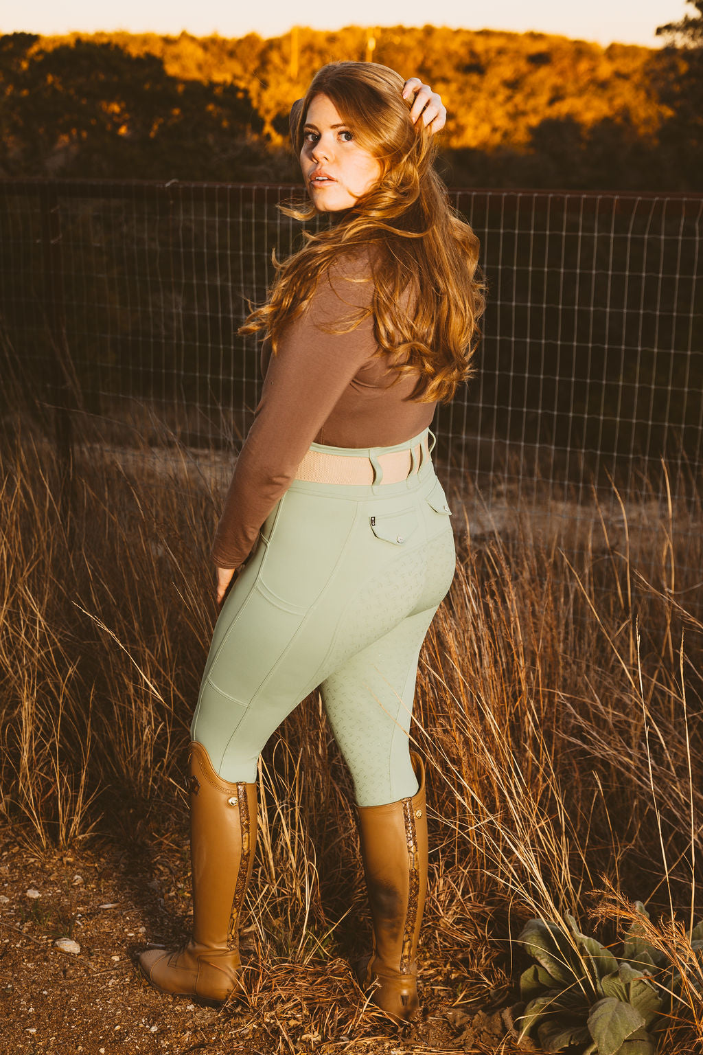 Canter Culture's athletic breeches come in a lovely soft pistachio green. 