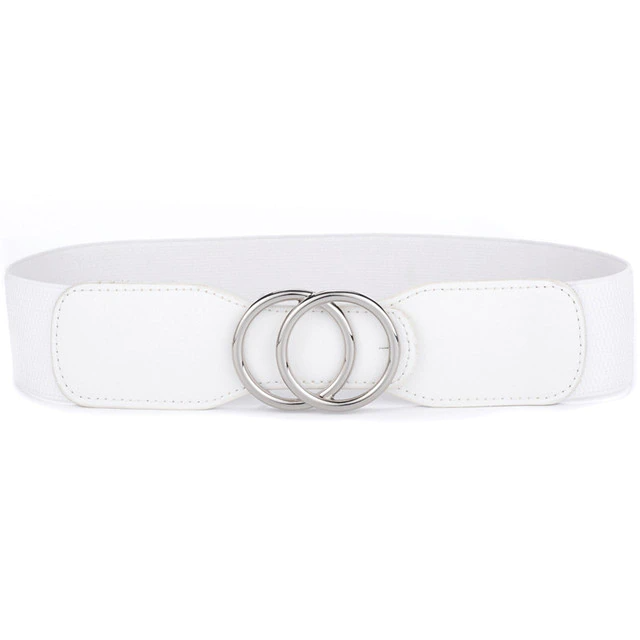 Here is our white equestrian elastic belt with silver buckle.